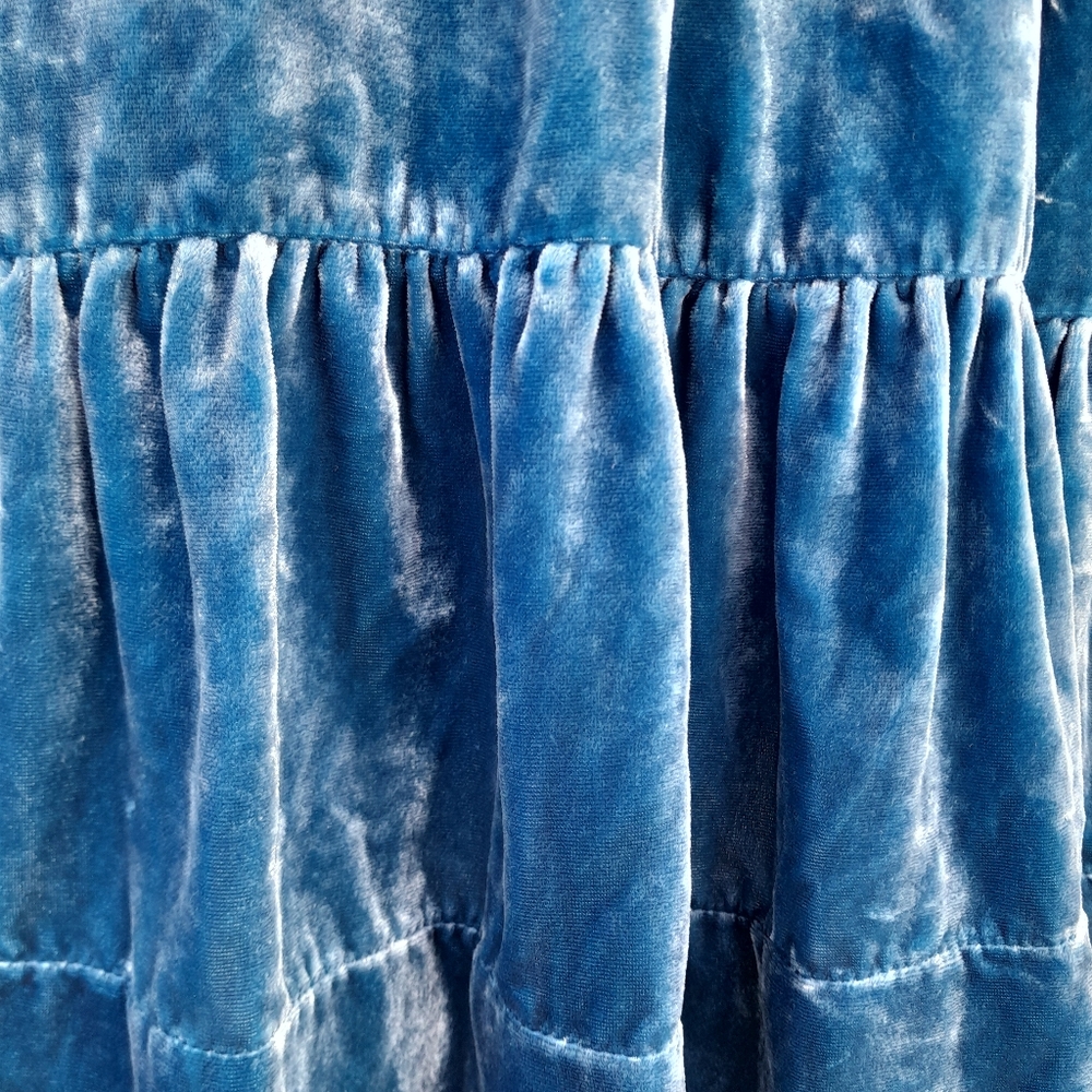 Anthropologie Somerset Women’s Small Velvet Blue Short-Sleeve Tiered Dress NWT - Picture 8 of 15